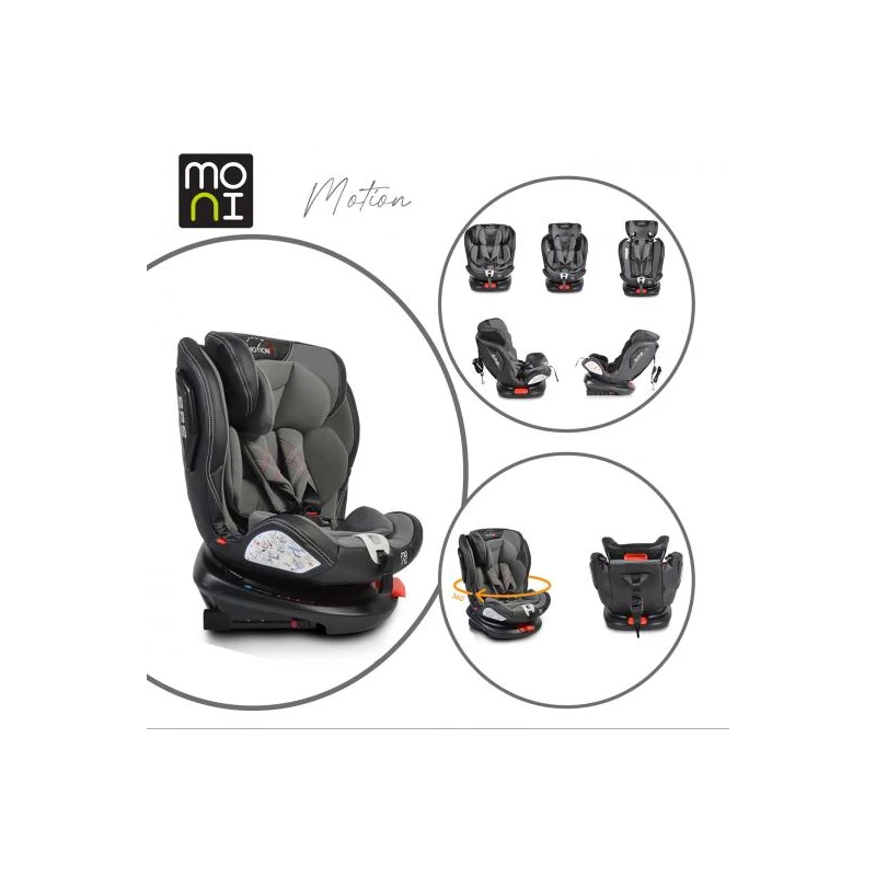 Moni Motion isofix autós gyerekülés 0-36 kg 360° szürke